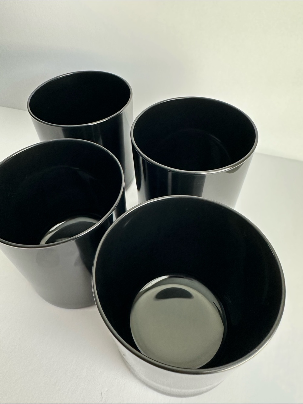 Set of 4 Black Whiskey Tumblers 8 Oz • Candle Vessels • New